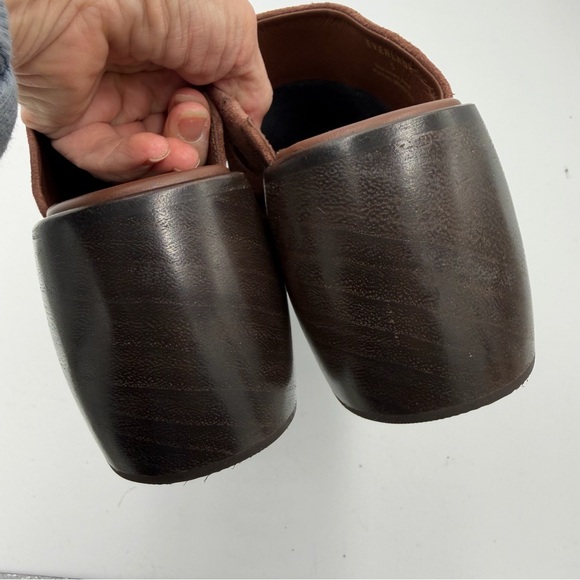 Everlane Dark Umber Brown Suede Wooden Puffa Platform Clog 5 - Picture 10 of 14